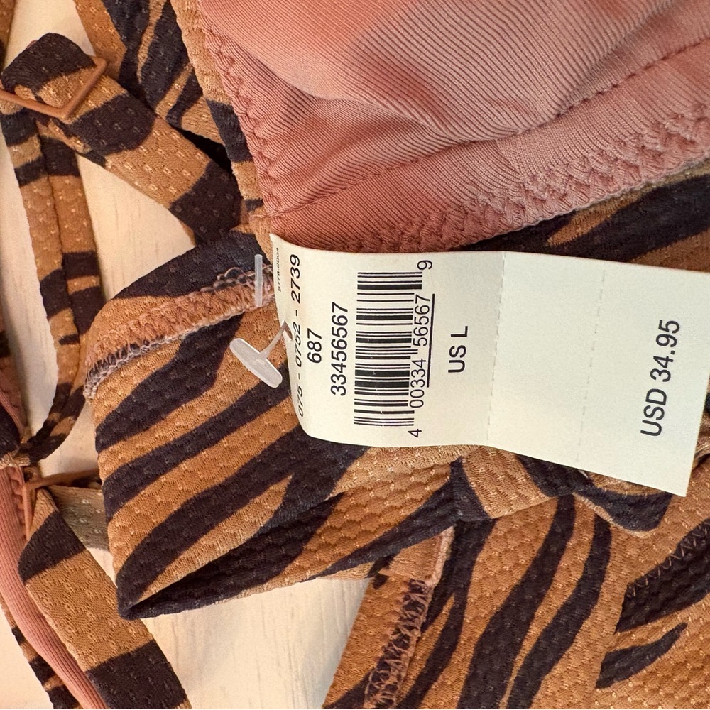 Aerie pique animal print tie bikini top - Picture 4 of 5